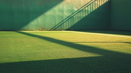 Close-up grass tennis court, minimalist photograph of a training court 