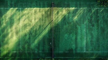 Close-up grass tennis court, minimalist photograph of a training court -