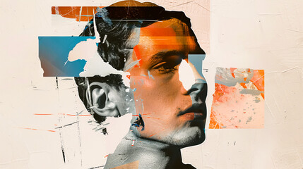 Young Man Illustrated Through Abstract Paper Elements
