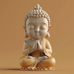 Hand drawn cartoon Buddha illustration 3D (Generative Ai)