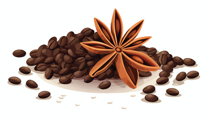 A close-up shot of coffee beans and star anise perfec