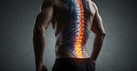 Concept of health issues lumbar pain, intervertebral disc herniation, and spinal disc disease causing back discomfort