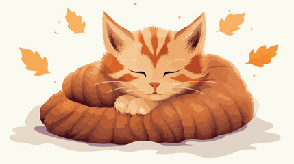 A cozy cat resting on a woolen blanket enjoying a mom