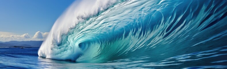 Blue wave of the ocean background. - obrazy, fototapety, plakaty