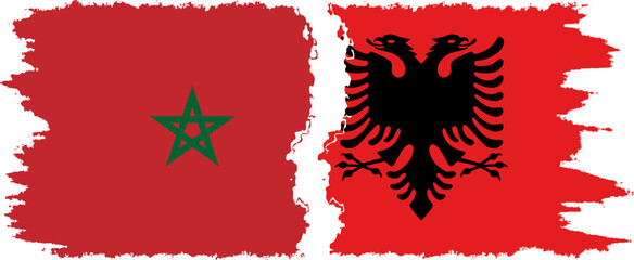 Albania and Morocco grunge flags connection vector