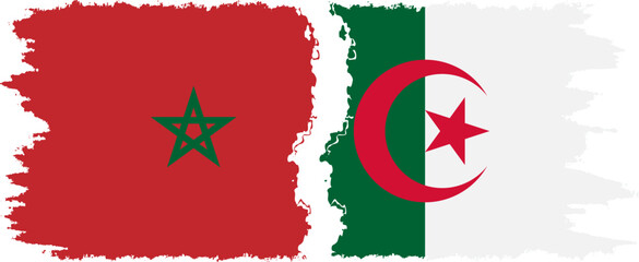 Algeria and Morocco grunge flags connection vector