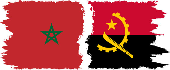 Angola and Morocco grunge flags connection vector