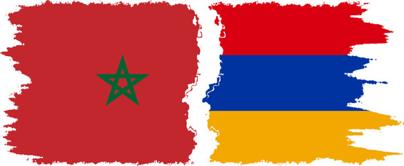 Armenia and Morocco grunge flags connection vector