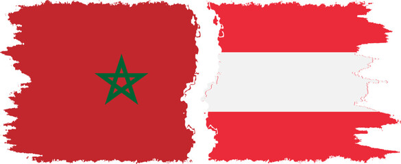 Austria and Morocco grunge flags connection vector