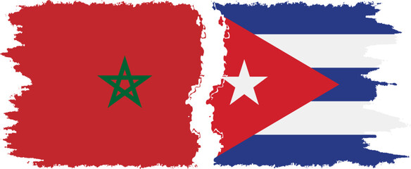 Cuba and Morocco grunge flags connection vector