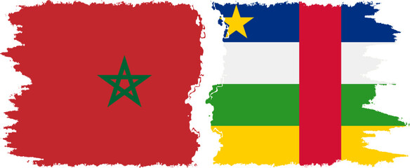Central African Republic and Morocco grunge flags connection vecto