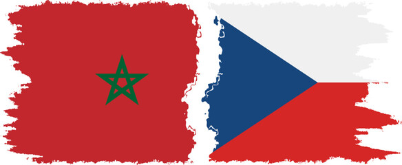 Czech and Morocco grunge flags connection vector