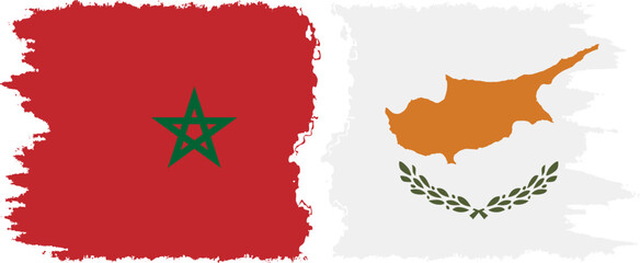 Cyprus and Morocco grunge flags connection vector