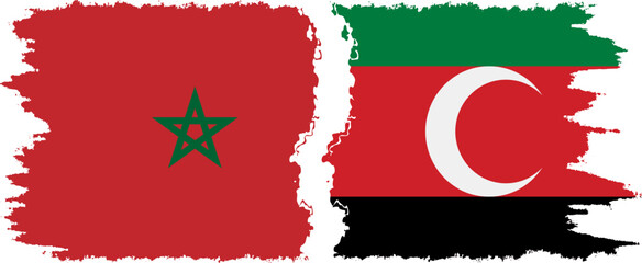 Darfur and Morocco grunge flags connection vector