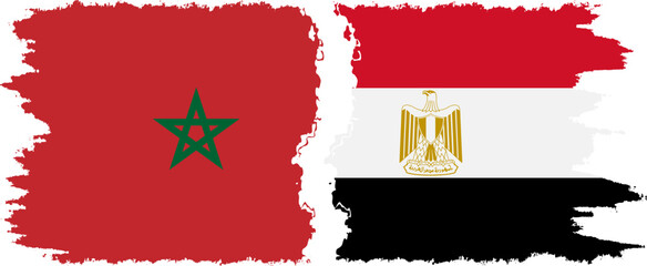 Egypt and Morocco grunge flags connection vector