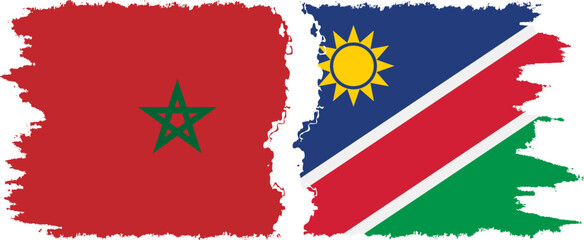 Namibia and Morocco grunge flags connection vector