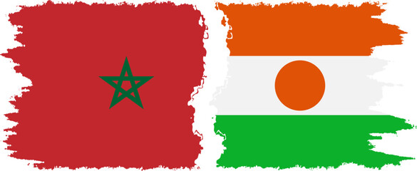 Niger and Morocco grunge flags connection vector