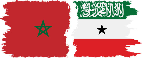 Somaliland and Morocco grunge flags connection vector