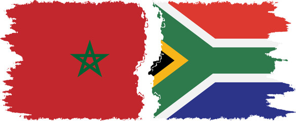 South Africa and Morocco grunge flags connection vector