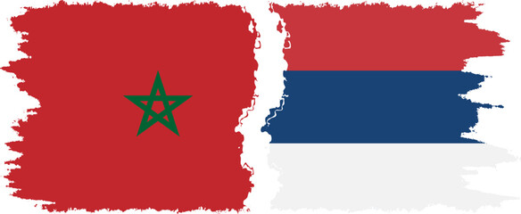 Serbia and Morocco grunge flags connection vector