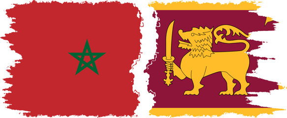 Sri Lanka and Morocco grunge flags connection vector
