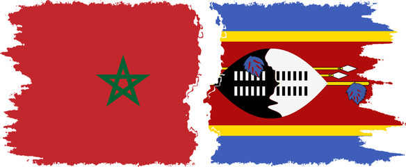 eSwatini and Morocco grunge flags connection vector