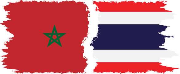Thailand and Morocco grunge flags connection vector