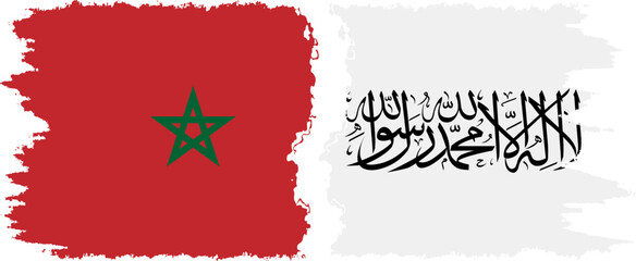 Afghanistan and Morocco grunge flags connection vector