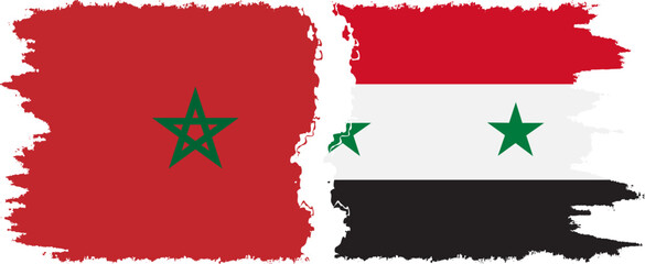Syria and Morocco grunge flags connection vector