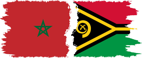 Vanuatu and Morocco grunge flags connection vector