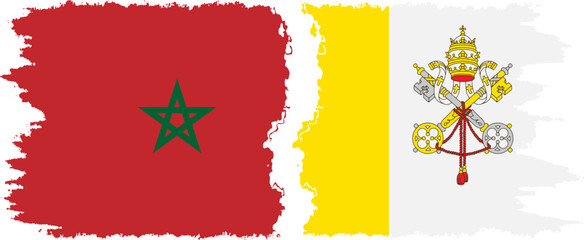 Vatican and Morocco grunge flags connection vector