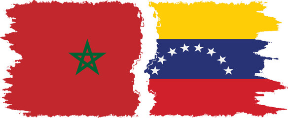 Venezuela and Morocco grunge flags connection vector