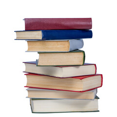 Stack of books isolated on a white background. Back to school.