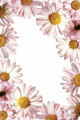 Obraz premium Pink Daisy Border on White Background for Spring