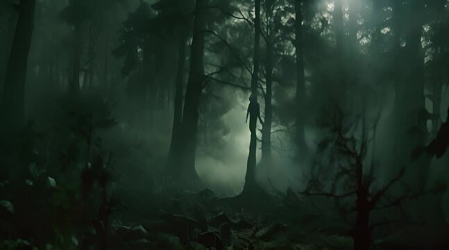 Veiled Journey: Through the Murmuring Pines at Dusk