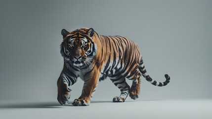 Fierce Striped Tiger Stalking in Lush Jungle Habitat