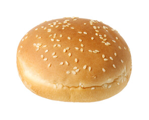 One fresh burger bun isolated on white