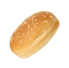 One fresh burger bun isolated on white