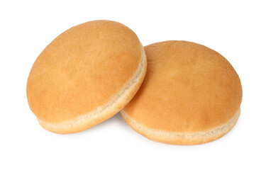 Two fresh burger buns isolated on white