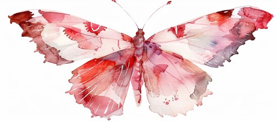watercolor butterfly in pink tones. butterfly painted in watercolor 
