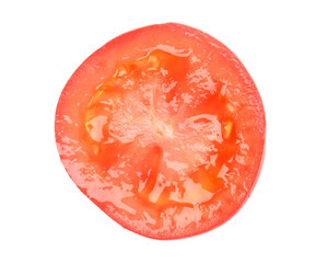 Slice of fresh tomato isolated on white