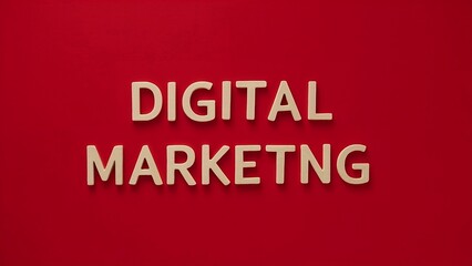  In a red background, the words 'Digital Marketing' are written.