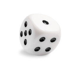 One dice isolated on white. Game cube
