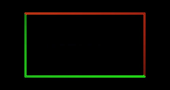 Neon Facecam overlay. Seamless loop. Animated facecam or webcam. Neon lights rotate and spread colorful light. Drag and drop use. Orange and Green on black background.
