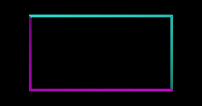 Neon Facecam overlay. Seamless loop. Animated facecam or webcam. Neon lights rotate and spread colorful light. Drag and drop use. Purple and Green on black background.