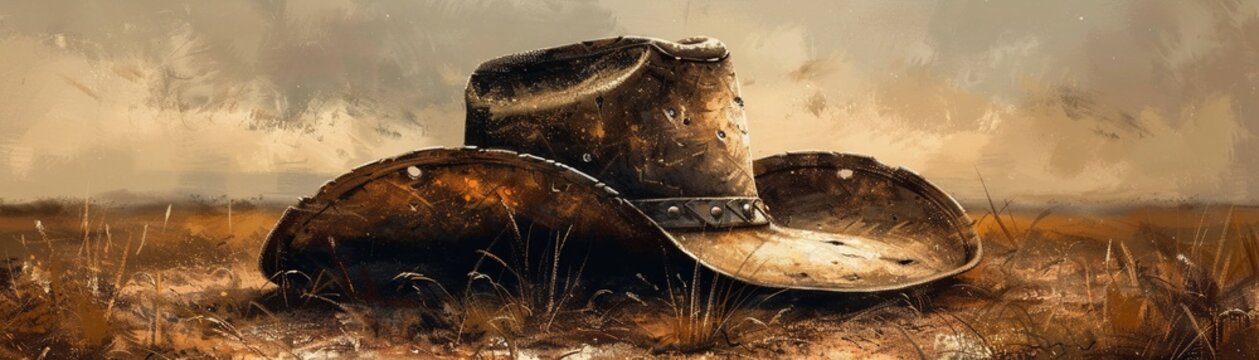 Drawing of a cowboy hat, a symbol of the wild west