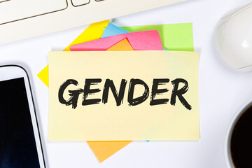Gender als Symbol für gendergerechte Sprache Kommunikation Konzept auf Schreibtisch - 786526822