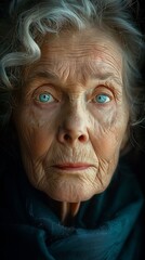 Portrait of an older lady, wisdom and time etched in her gaze