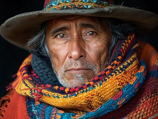 Vivid portrait of a Chilean man, the soul of South America