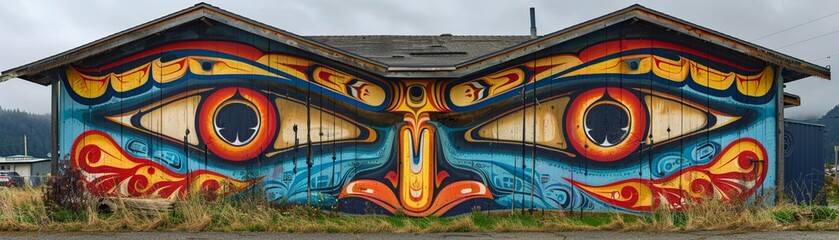 Vibrant street art in Forks, America, cultural fusion